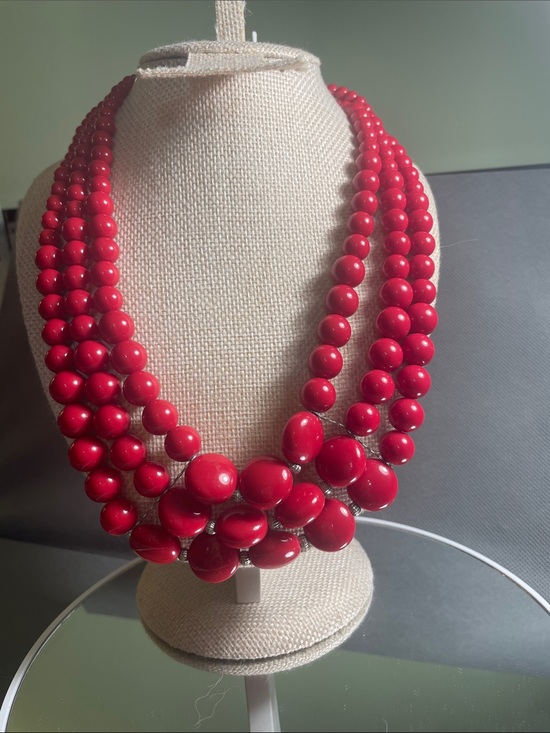 Jewelry - Charming Charli Multi-Strand Red Beaded Statement Necklace 16” 2” extender